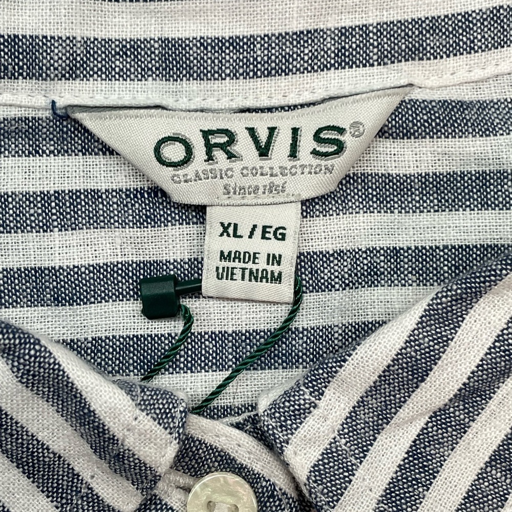 Orvis Women's Button-Up Short Sleeves Chest Pocket Blouse, Blue Stripe, Size XL - Picture 7 of 12